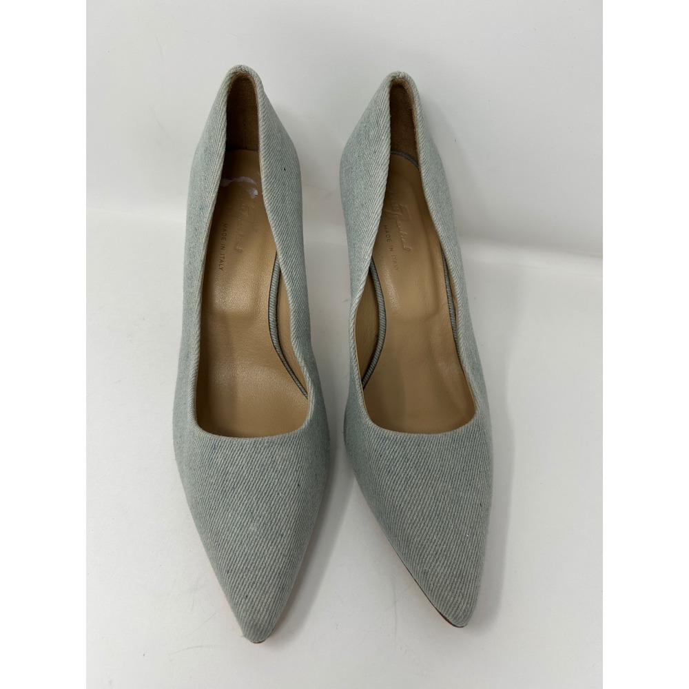 7 For All Mankind Denim Pointed Toe Pumps Light Blue Stiletto Heels Womens Sz 5